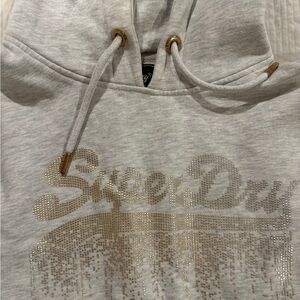 Superdry Gray Hoodie with Gold Logo